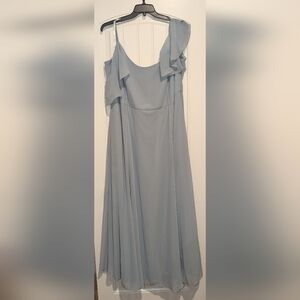 Cold-Shoulder Long Chiffon Dress - plus size, dusty blue